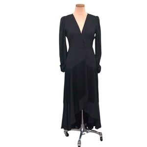 Anthropologie Hutch Fringe Wrap Maxi Dress Size XS Black